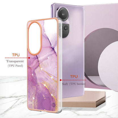 YB IMD Series-2 for Oppo Reno10 Pro 5G (Global) Marble Pattern Phone Case Electroplating Soft TPU IMD Cover