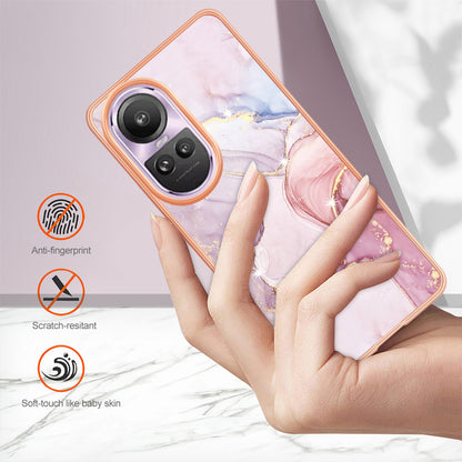 YB IMD Series-2 for Oppo Reno10 Pro 5G (Global) Marble Pattern Phone Case Electroplating Soft TPU IMD Cover