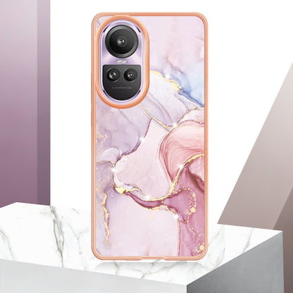YB IMD Series-2 for Oppo Reno10 Pro 5G (Global) Marble Pattern Phone Case Electroplating Soft TPU IMD Cover