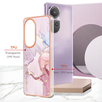 YB IMD Series-2 for Oppo Reno10 Pro 5G (Global) Marble Pattern Phone Case Electroplating Soft TPU IMD Cover