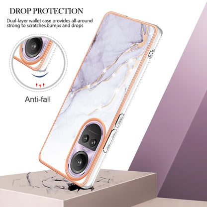 YB IMD Series-2 for Oppo Reno10 Pro 5G (Global) Marble Pattern Phone Case Electroplating Soft TPU IMD Cover