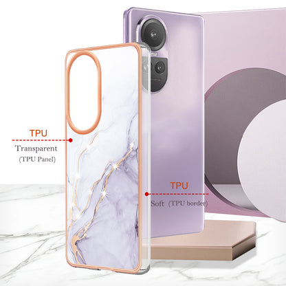 YB IMD Series-2 for Oppo Reno10 Pro 5G (Global) Marble Pattern Phone Case Electroplating Soft TPU IMD Cover