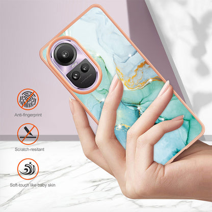 YB IMD Series-2 for Oppo Reno10 Pro 5G (Global) Marble Pattern Phone Case Electroplating Soft TPU IMD Cover