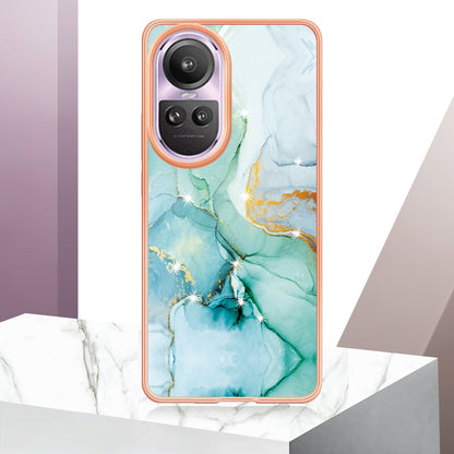 YB IMD Series-2 for Oppo Reno10 Pro 5G (Global) Marble Pattern Phone Case Electroplating Soft TPU IMD Cover