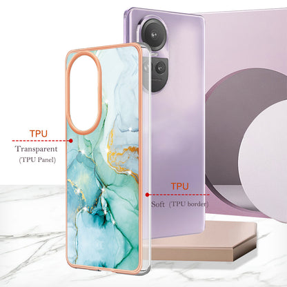 YB IMD Series-2 for Oppo Reno10 Pro 5G (Global) Marble Pattern Phone Case Electroplating Soft TPU IMD Cover