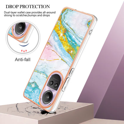YB IMD Series-2 for Oppo Reno10 Pro 5G (Global) Marble Pattern Phone Case Electroplating Soft TPU IMD Cover