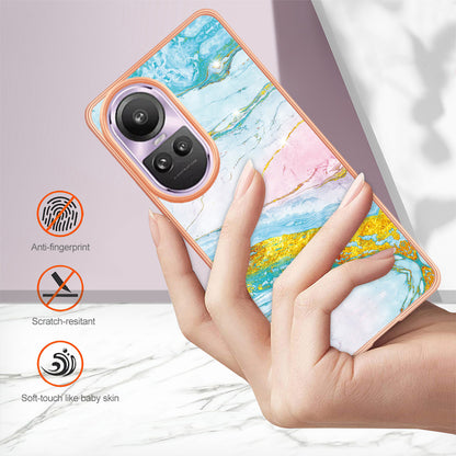 YB IMD Series-2 for Oppo Reno10 Pro 5G (Global) Marble Pattern Phone Case Electroplating Soft TPU IMD Cover