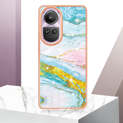 YB IMD Series-2 for Oppo Reno10 Pro 5G (Global) Marble Pattern Phone Case Electroplating Soft TPU IMD Cover