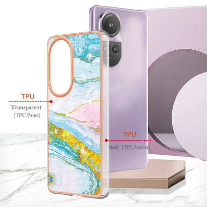 YB IMD Series-2 for Oppo Reno10 Pro 5G (Global) Marble Pattern Phone Case Electroplating Soft TPU IMD Cover