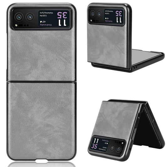For Motorola Razr 40 5G Phone Back Case PU Leather Coated PC Litchi Texture Protection Phone Cover