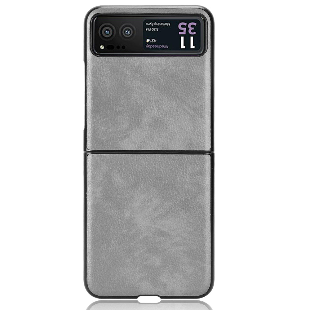 For Motorola Razr 40 5G Phone Back Case PU Leather Coated PC Litchi Texture Protection Phone Cover