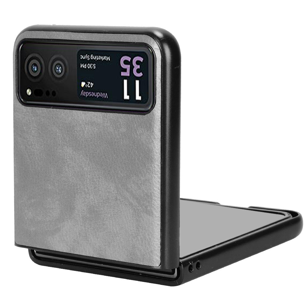 For Motorola Razr 40 5G Phone Back Case PU Leather Coated PC Litchi Texture Protection Phone Cover