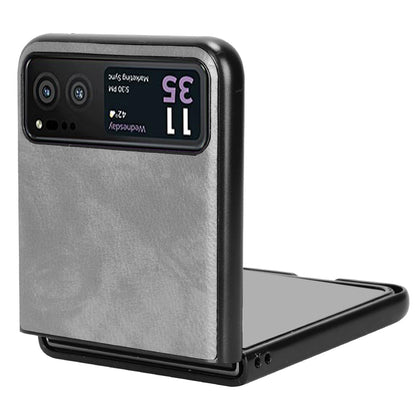 For Motorola Razr 40 5G Phone Back Case PU Leather Coated PC Litchi Texture Protection Phone Cover