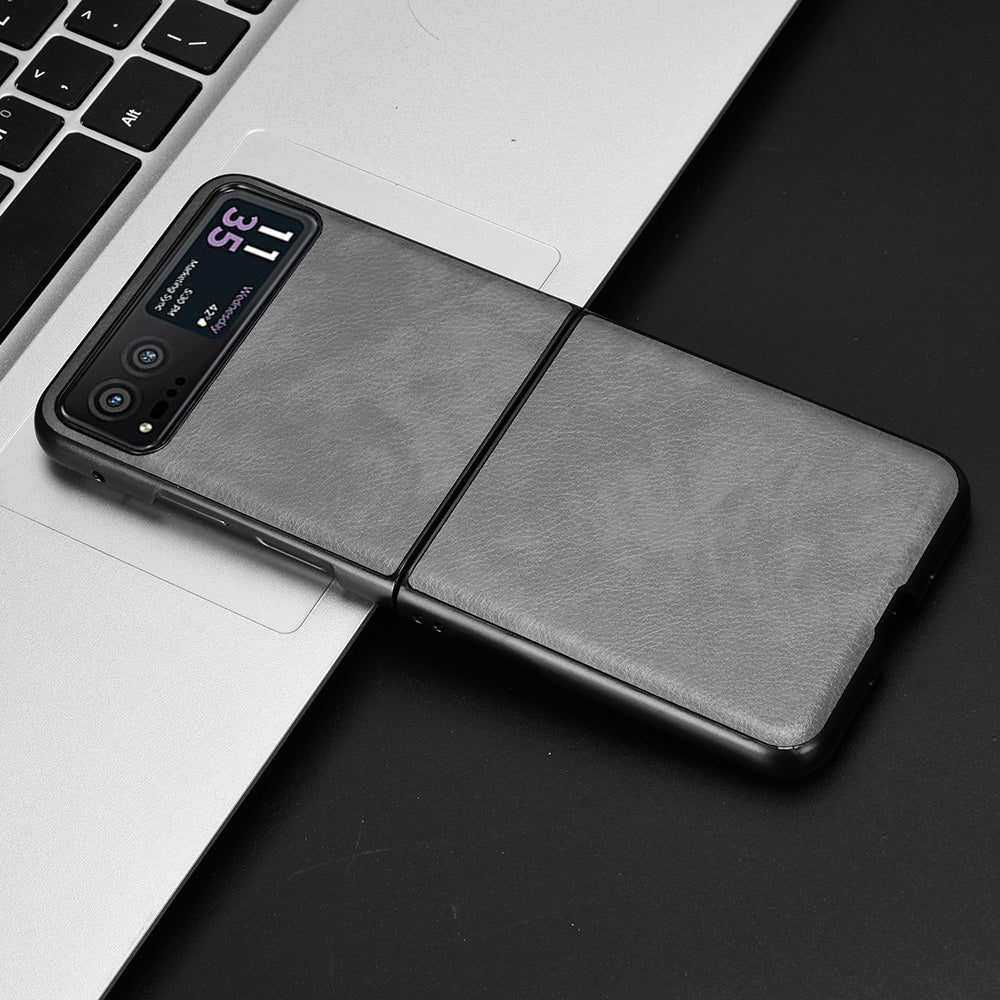 For Motorola Razr 40 5G Phone Back Case PU Leather Coated PC Litchi Texture Protection Phone Cover