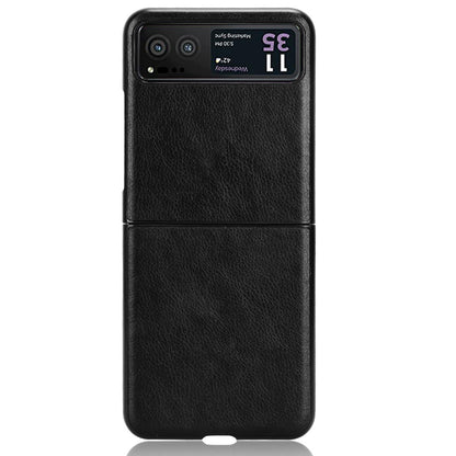 For Motorola Razr 40 5G Phone Back Case PU Leather Coated PC Litchi Texture Protection Phone Cover