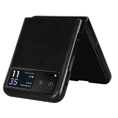 For Motorola Razr 40 5G Phone Back Case PU Leather Coated PC Litchi Texture Protection Phone Cover