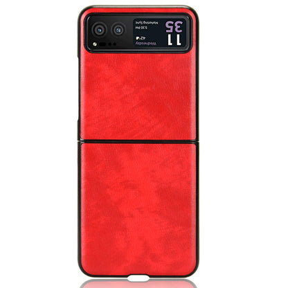 For Motorola Razr 40 5G Phone Back Case PU Leather Coated PC Litchi Texture Protection Phone Cover