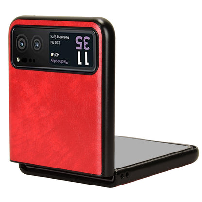 For Motorola Razr 40 5G Phone Back Case PU Leather Coated PC Litchi Texture Protection Phone Cover