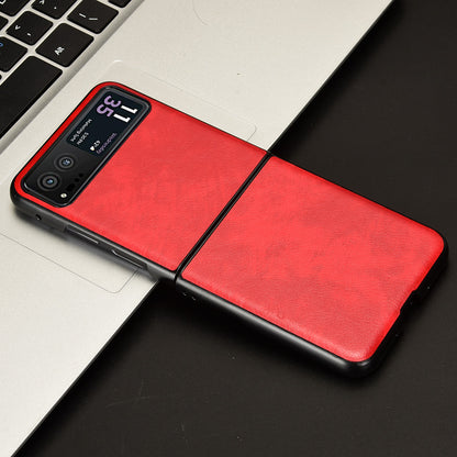 For Motorola Razr 40 5G Phone Back Case PU Leather Coated PC Litchi Texture Protection Phone Cover
