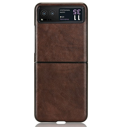 For Motorola Razr 40 5G Phone Back Case PU Leather Coated PC Litchi Texture Protection Phone Cover