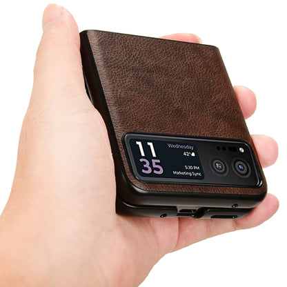 For Motorola Razr 40 5G Phone Back Case PU Leather Coated PC Litchi Texture Protection Phone Cover