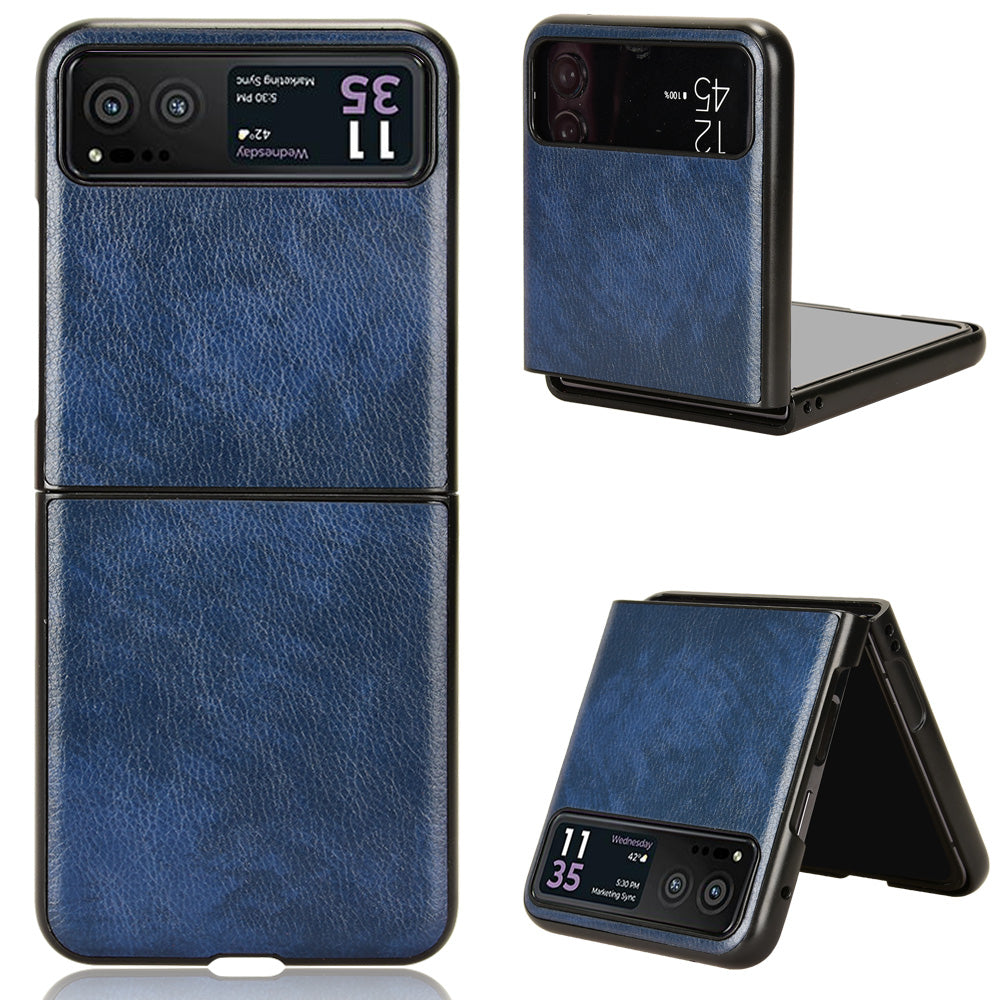 For Motorola Razr 40 5G Phone Back Case PU Leather Coated PC Litchi Texture Protection Phone Cover