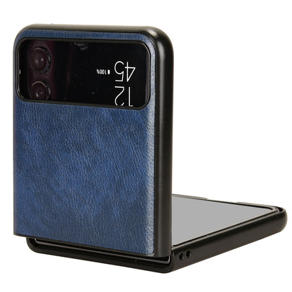 For Motorola Razr 40 5G Phone Back Case PU Leather Coated PC Litchi Texture Protection Phone Cover