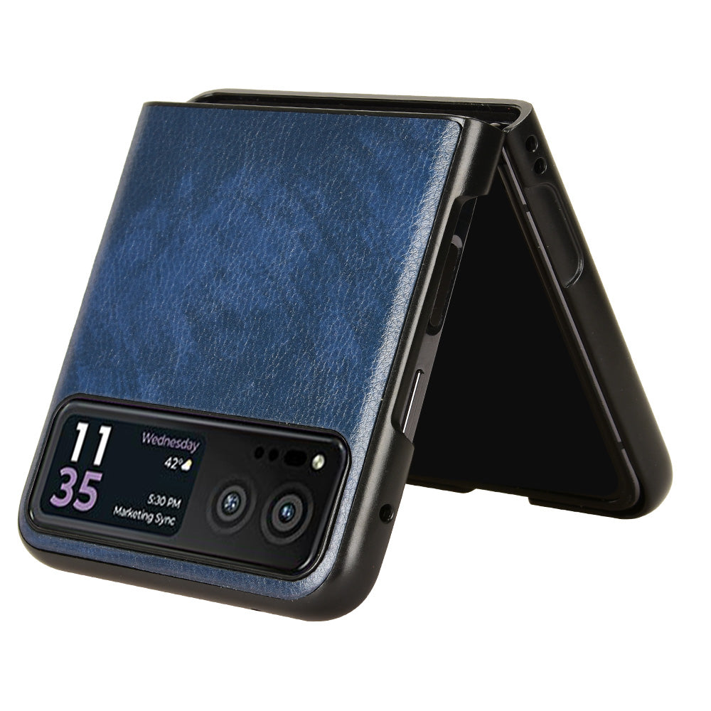 For Motorola Razr 40 5G Phone Back Case PU Leather Coated PC Litchi Texture Protection Phone Cover