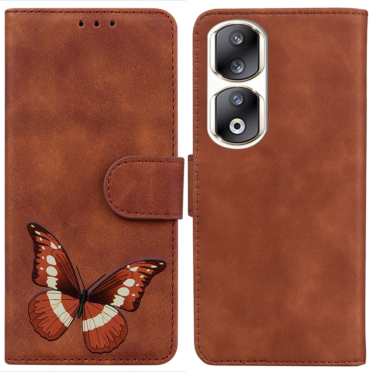For Honor 90 Pro Anti-Scratch Wallet Phone Case Butterfly Printing Skin-Touch PU Leather Flip Cover