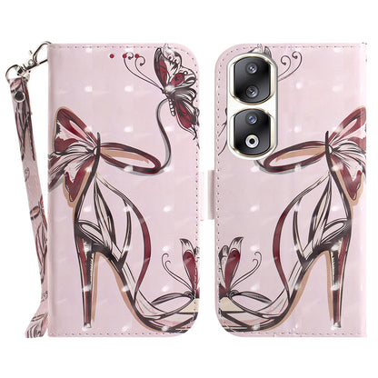 For Honor 90 Pro 3D Pattern Printed Case PU Leather Stand Wallet Phone Cover with Strap