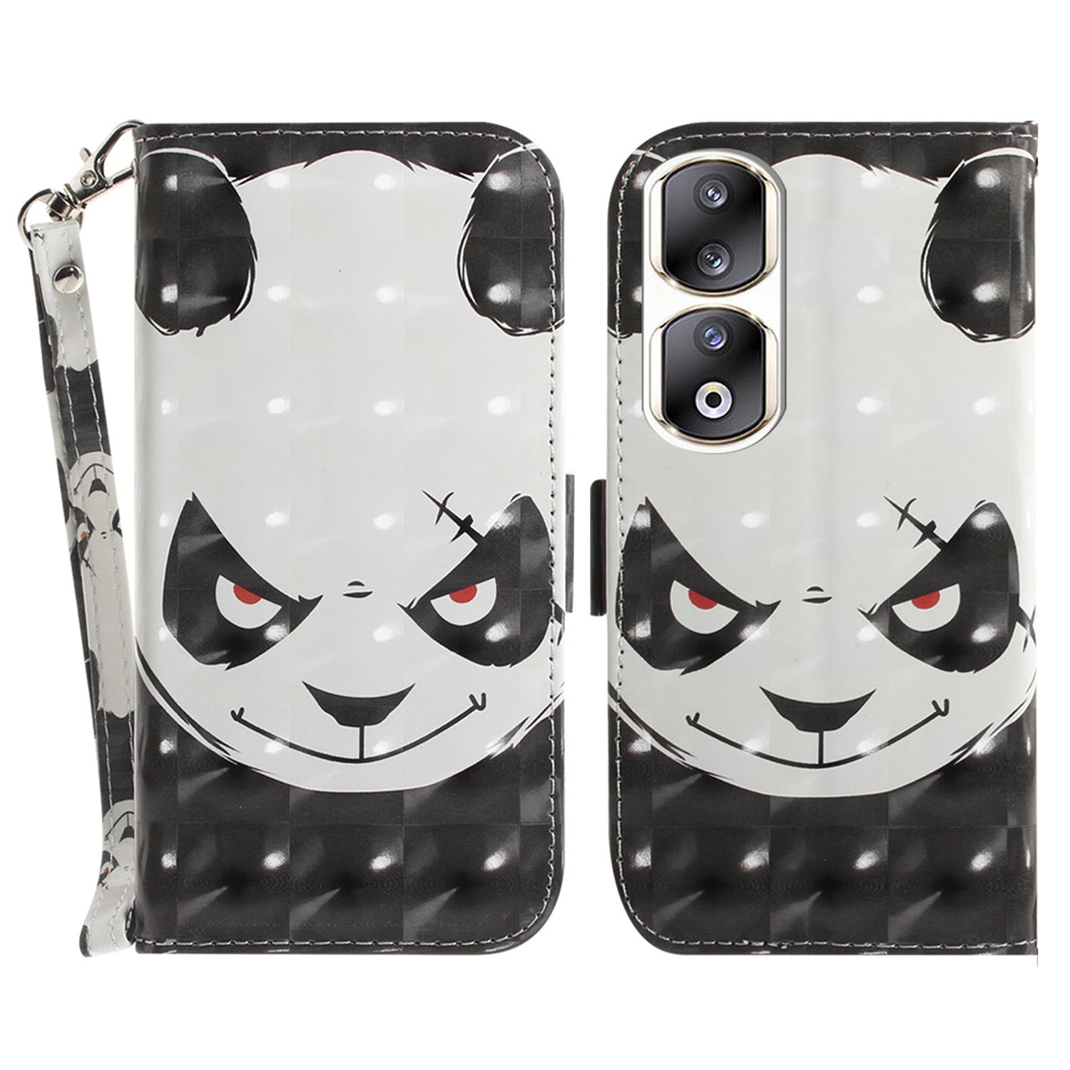 For Honor 90 Pro 3D Pattern Printed Case PU Leather Stand Wallet Phone Cover with Strap