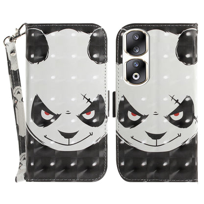 For Honor 90 Pro 3D Pattern Printed Case PU Leather Stand Wallet Phone Cover with Strap
