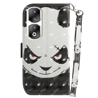 For Honor 90 Pro 3D Pattern Printed Case PU Leather Stand Wallet Phone Cover with Strap