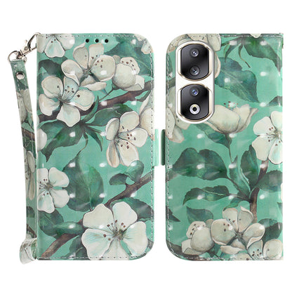For Honor 90 Pro 3D Pattern Printed Case PU Leather Stand Wallet Phone Cover with Strap