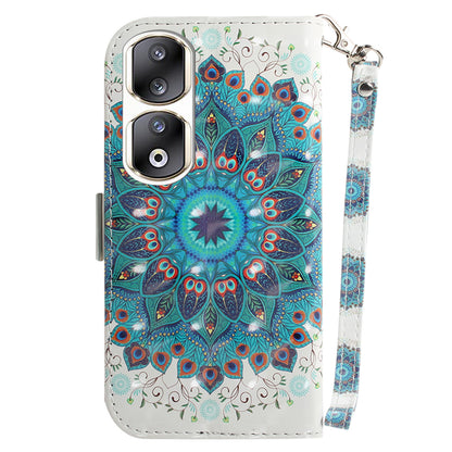 For Honor 90 Pro 3D Pattern Printed Case PU Leather Stand Wallet Phone Cover with Strap
