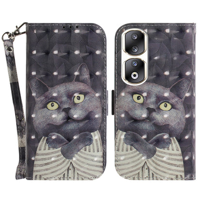 For Honor 90 Pro 3D Pattern Printed Case PU Leather Stand Wallet Phone Cover with Strap