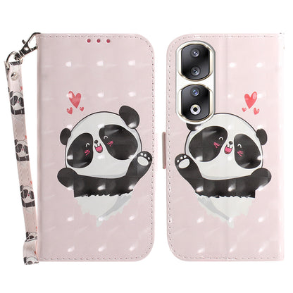 For Honor 90 Pro 3D Pattern Printed Case PU Leather Stand Wallet Phone Cover with Strap