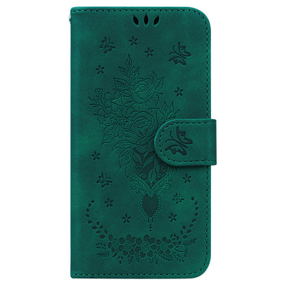For Honor 90 Pro Shockproof Phone Shell Rose Butterfly Imprinted Wallet Phone Case PU Leather Flip Cover