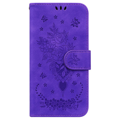 For Honor 90 Pro Shockproof Phone Shell Rose Butterfly Imprinted Wallet Phone Case PU Leather Flip Cover
