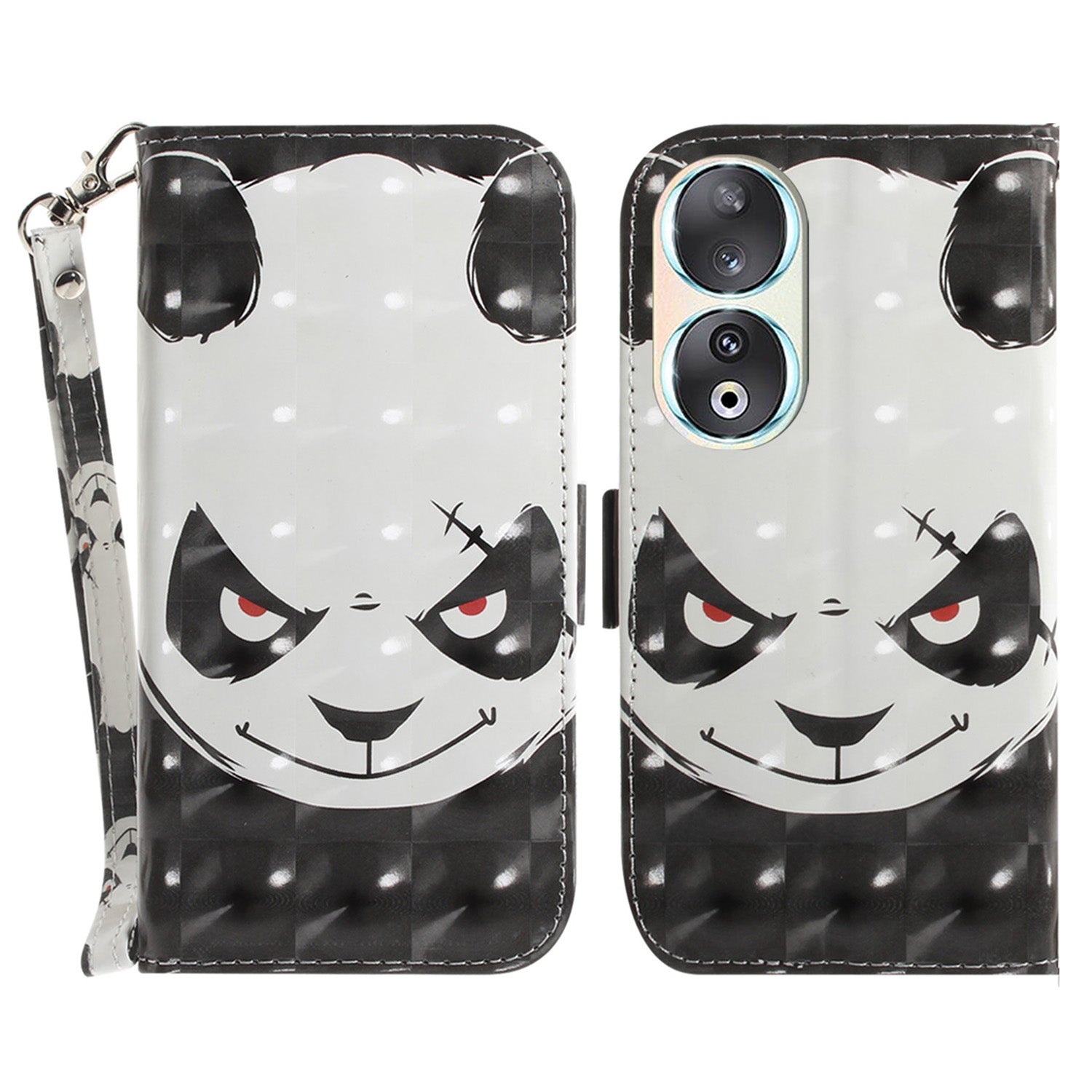 For Honor 90 PU Leather 3D Pattern Printed Phone Case Stand Wallet Drop-proof Cover with Strap