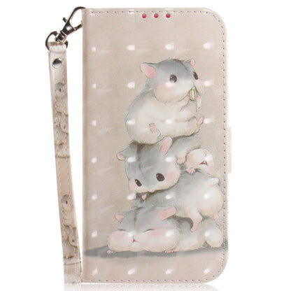For Honor 90 PU Leather 3D Pattern Printed Phone Case Stand Wallet Drop-proof Cover with Strap