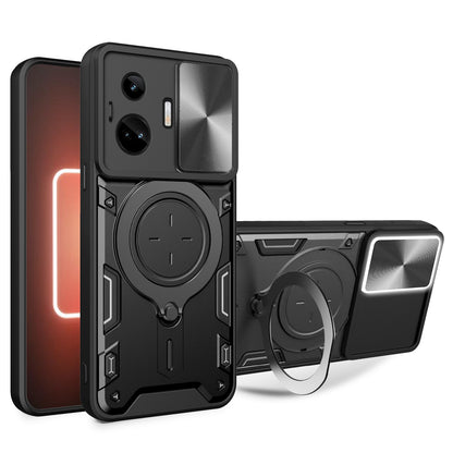 For Realme GT3 5G / GT Neo 5 5G PC+TPU Rotate Kickstand Cover Slide Lens Protection Shockproof Phone Case