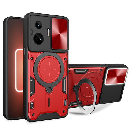 For Realme GT3 5G / GT Neo 5 5G PC+TPU Rotate Kickstand Cover Slide Lens Protection Shockproof Phone Case