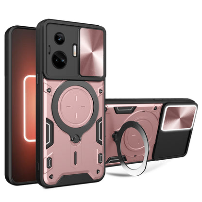 For Realme GT3 5G / GT Neo 5 5G PC+TPU Rotate Kickstand Cover Slide Lens Protection Shockproof Phone Case