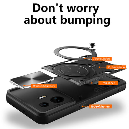 For Realme GT3 5G / GT Neo 5 5G PC+TPU Rotate Kickstand Cover Slide Lens Protection Shockproof Phone Case