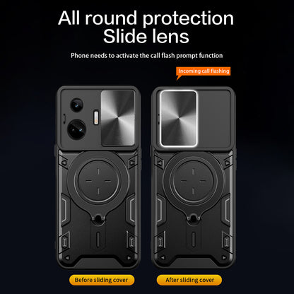 For Realme GT3 5G / GT Neo 5 5G PC+TPU Rotate Kickstand Cover Slide Lens Protection Shockproof Phone Case