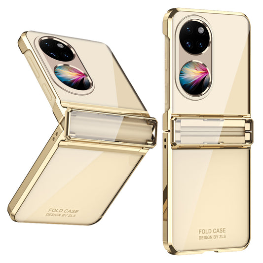 For Huawei P50 Pocket Electroplating Clear Case Hard PC Protective Phone Cover