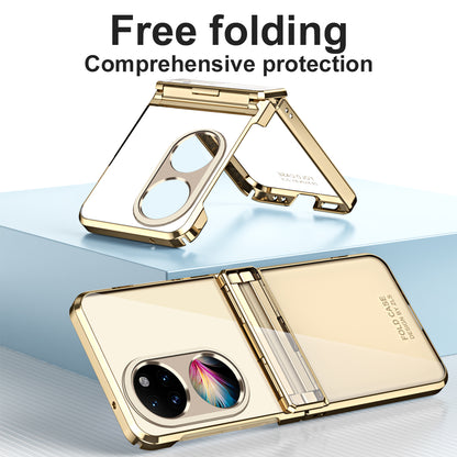 For Huawei P50 Pocket Electroplating Clear Case Hard PC Protective Phone Cover