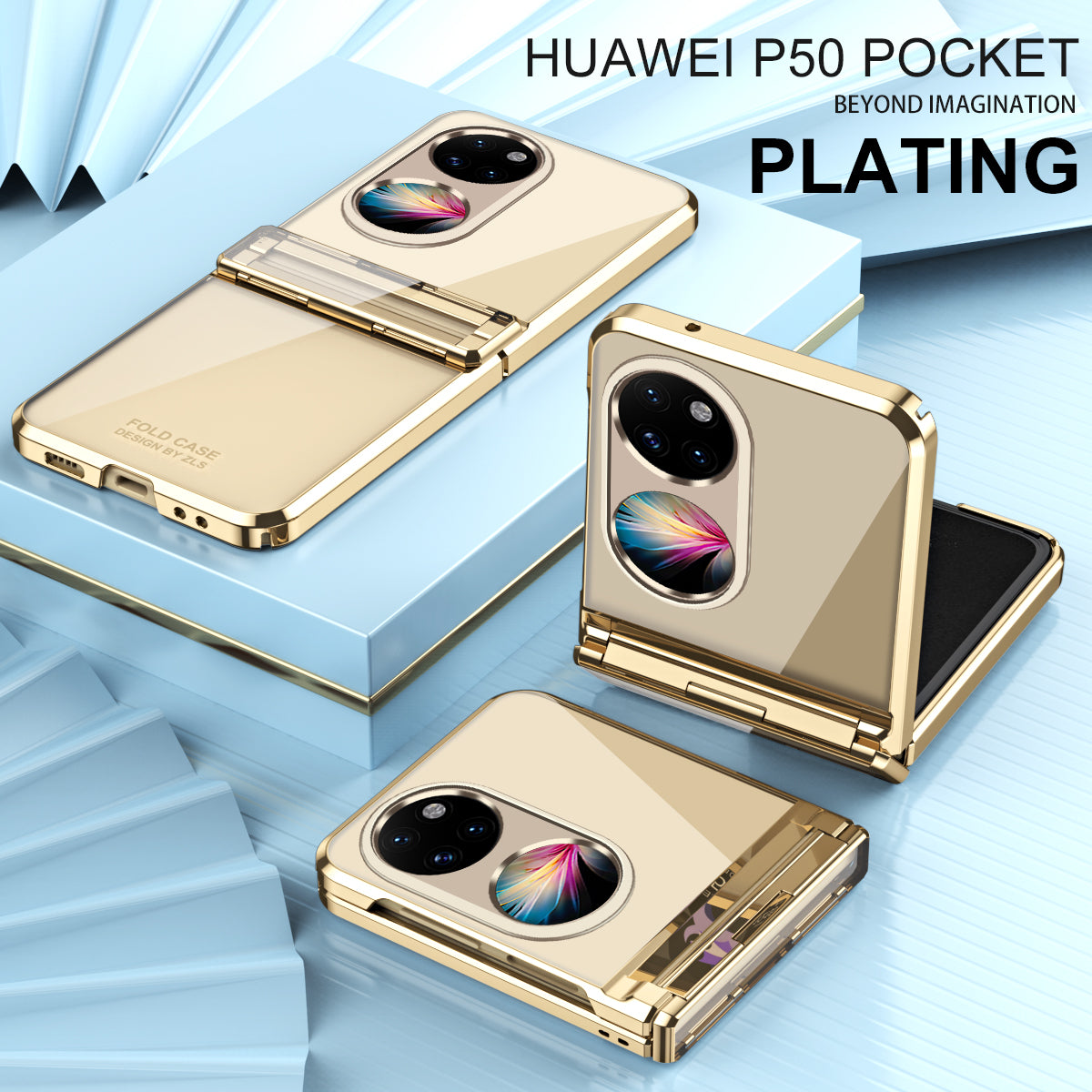 For Huawei P50 Pocket Electroplating Clear Case Hard PC Protective Phone Cover