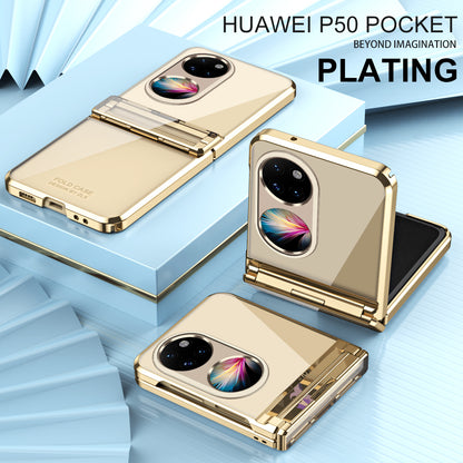 For Huawei P50 Pocket Electroplating Clear Case Hard PC Protective Phone Cover